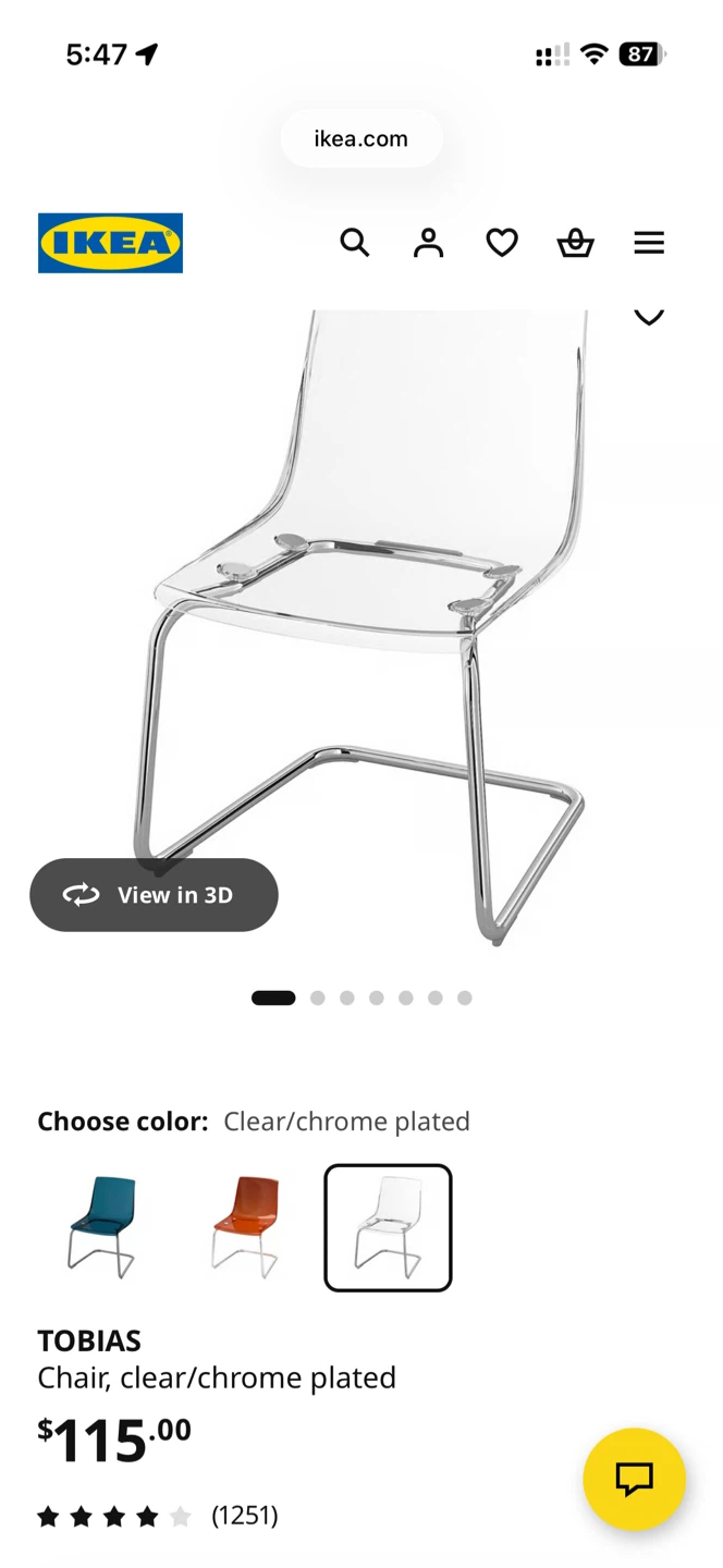 IKEA TOBIAS Chair - Clear/Chrome Plated - photo 3