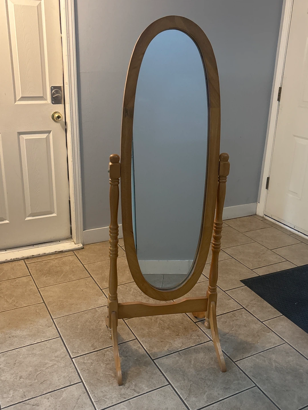 Oval Wooden Cheval Mirror