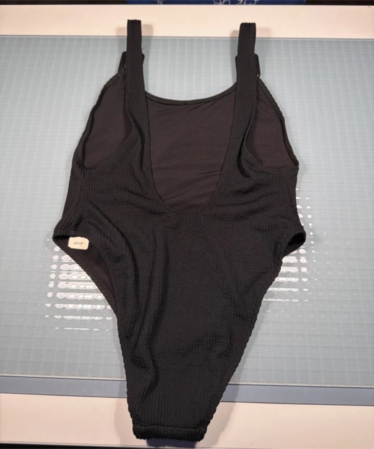 Aerie Black Textured One-Piece Swimsuit Size L - photo 2