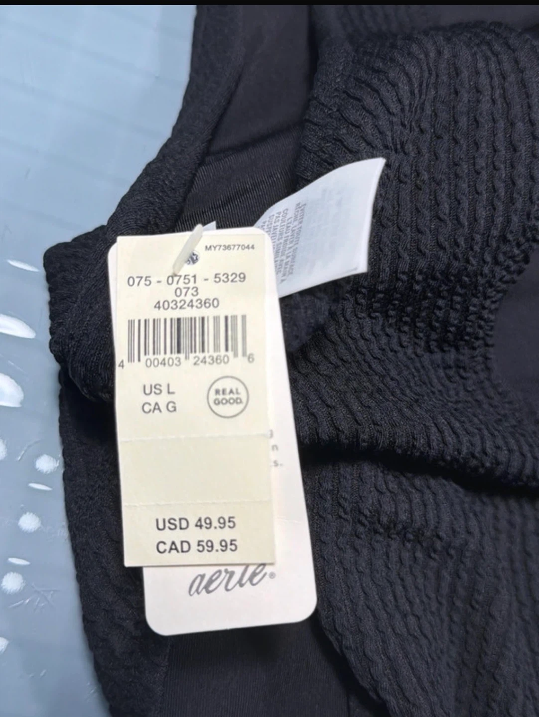 Aerie Black Textured One-Piece Swimsuit Size L - photo 3