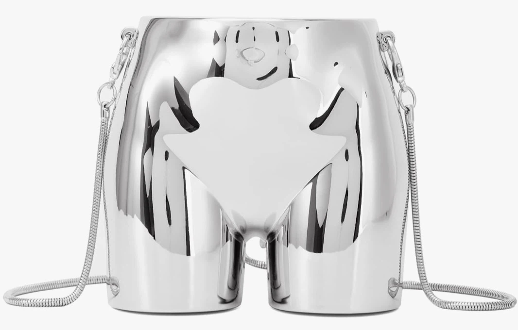 Silver Metallic Heart Sculpture Bag