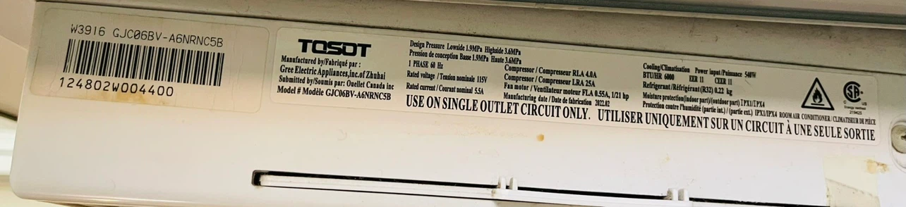 Tosot Window Air Conditioner GC08V-A6NRNC5B - photo 2