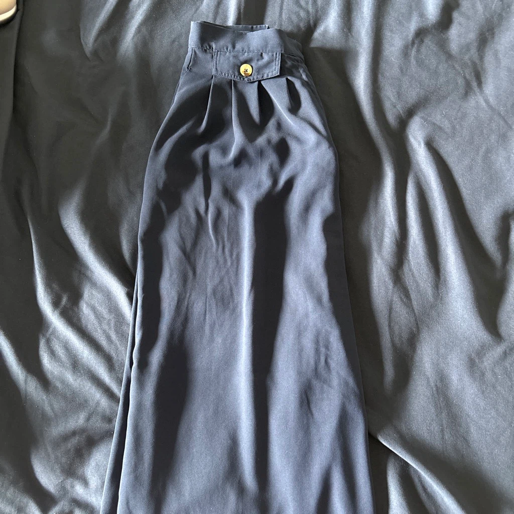 Navy Blue Pleated Dress Pants