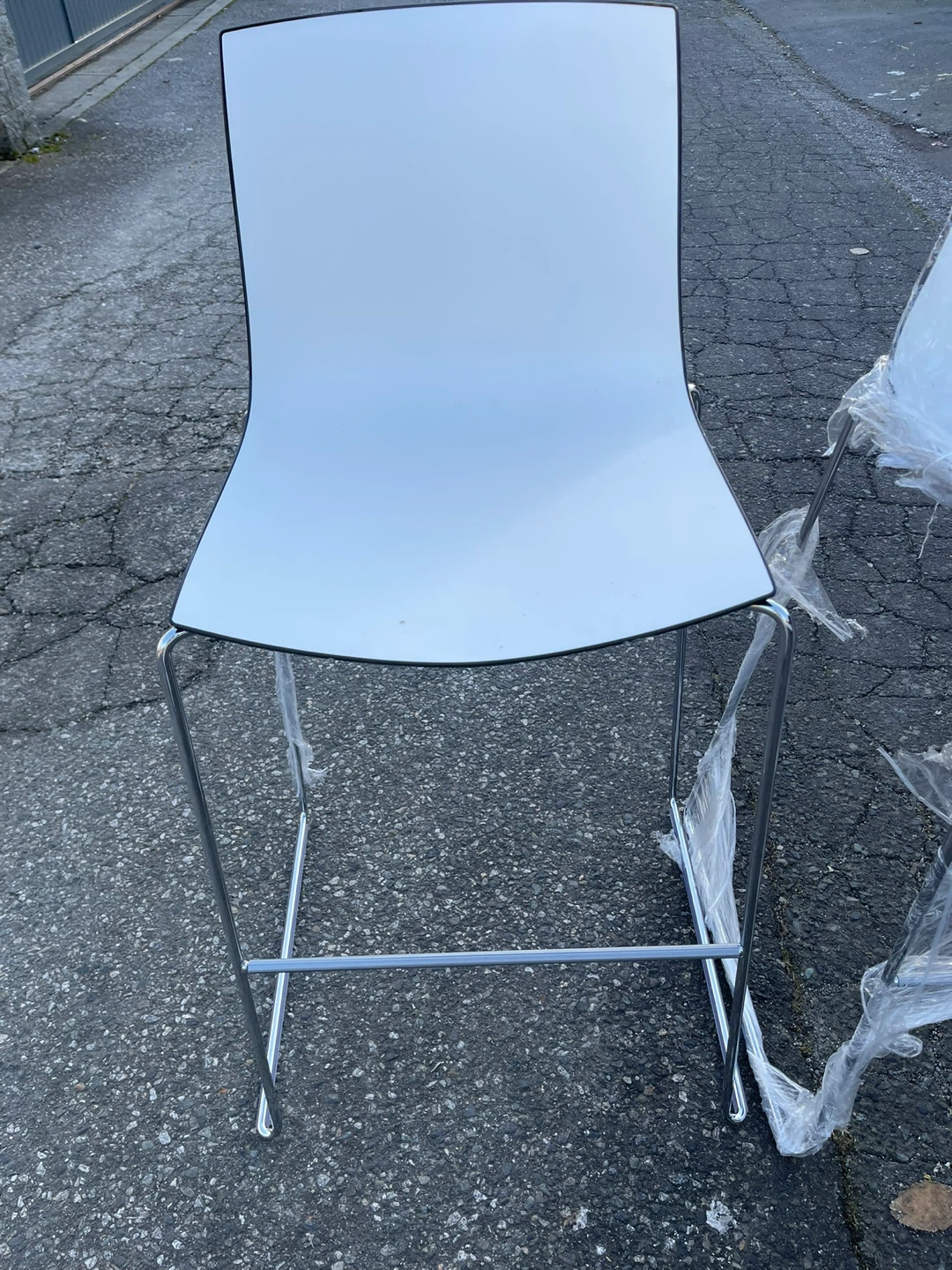 White Bar Stool with Metal Legs - photo 2
