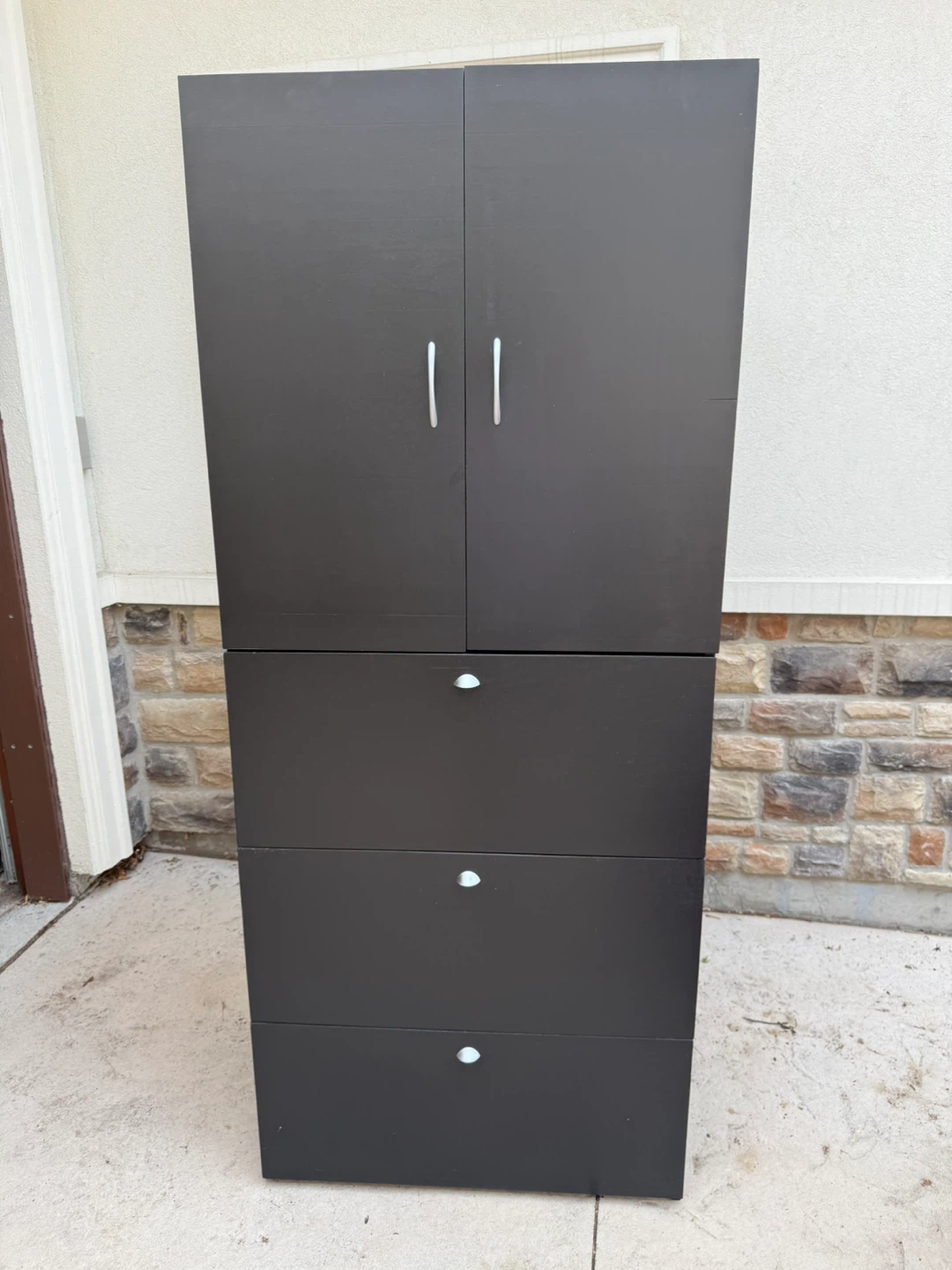 Black Tall Storage Cabinet with Drawers