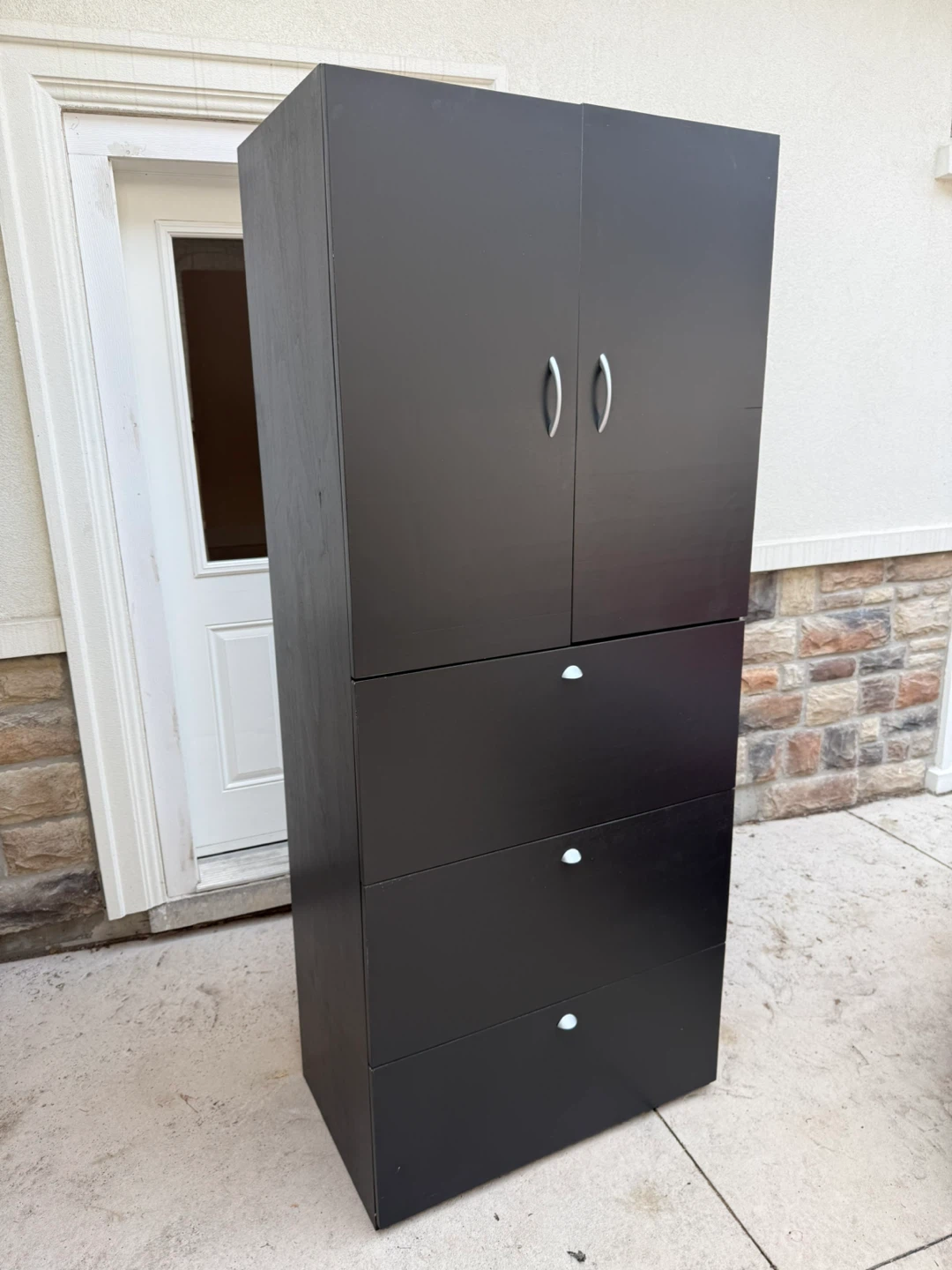 Black Tall Storage Cabinet with Drawers - photo 2