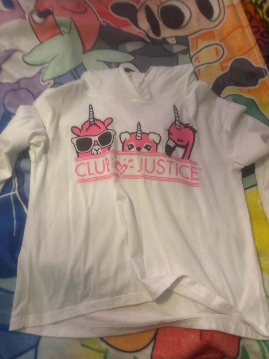 Club Justice White Hoodie with Animal Graphics