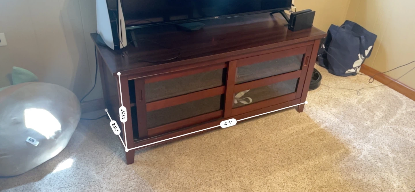 Wooden TV Stand with Glass Doors