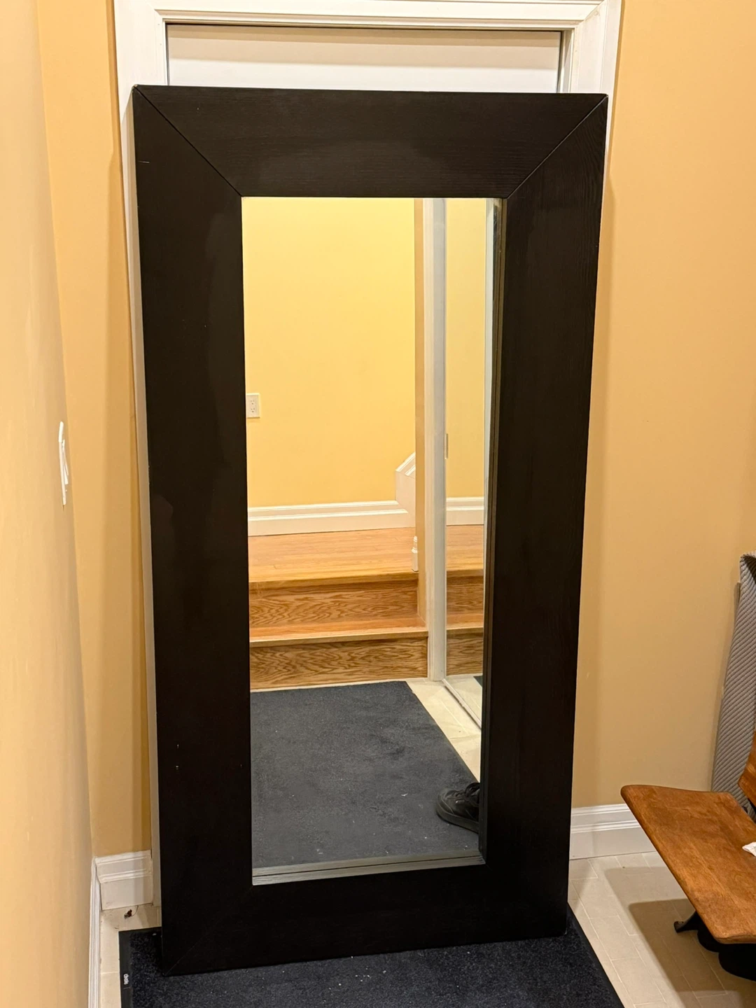 Large dark wood frame mirror - photo 2