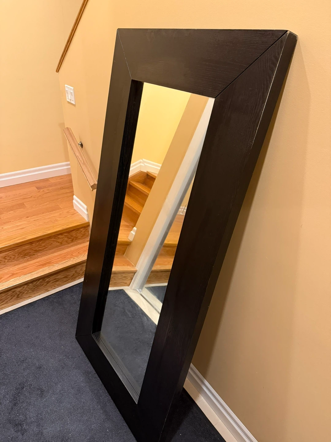 Large dark wood frame mirror - photo 3