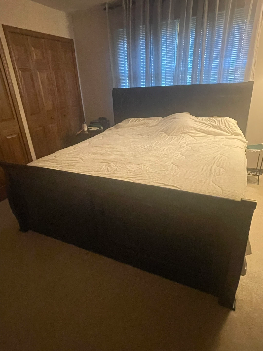 King size Dark Brown Sleigh Bed Frame and dresser - photo 2