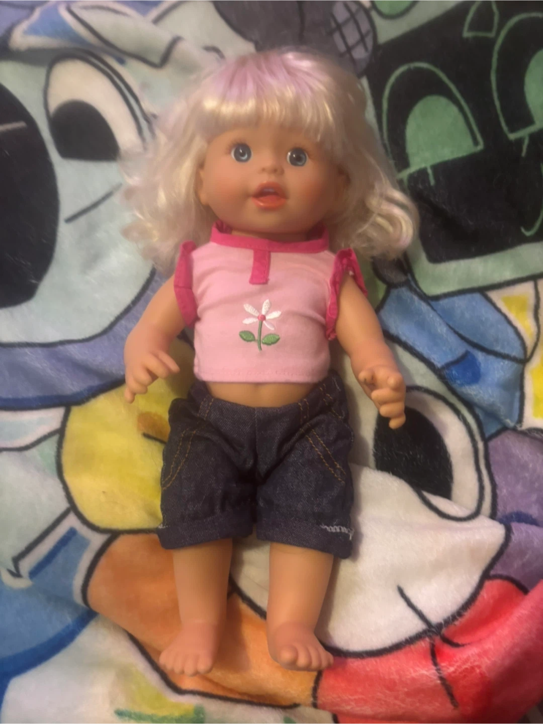 Baby Doll with Blonde Hair and Pink Top