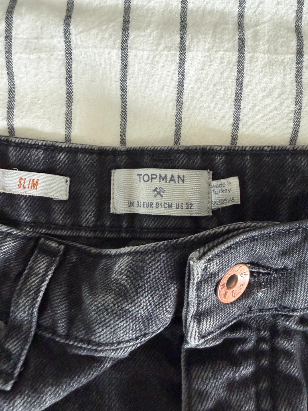 Topman Men's Grey Slim Fit Ripped Denim Shorts Size 32 - photo 3