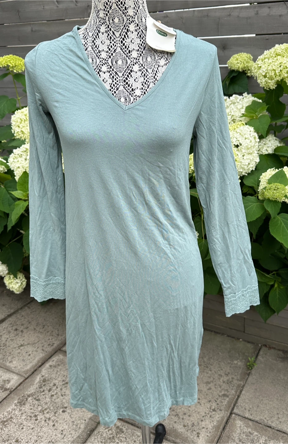 Chakra.com.tr V-Neck Long Sleeve Nightgown