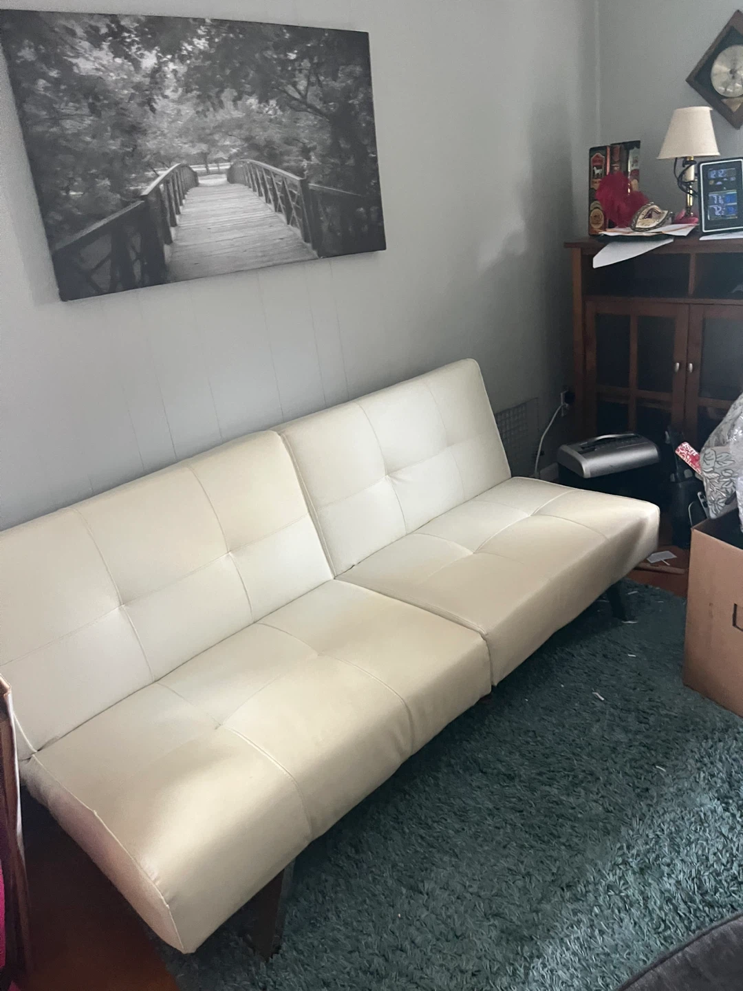 White Tufted Futon Sofa