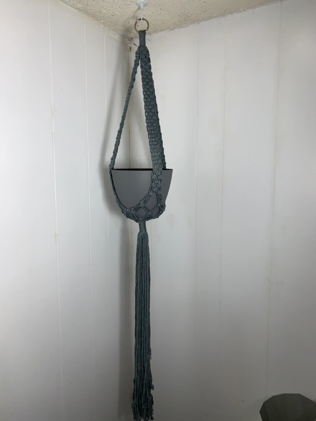 Grey Macrame Plant Hanger with Grey Pot. Brand new.