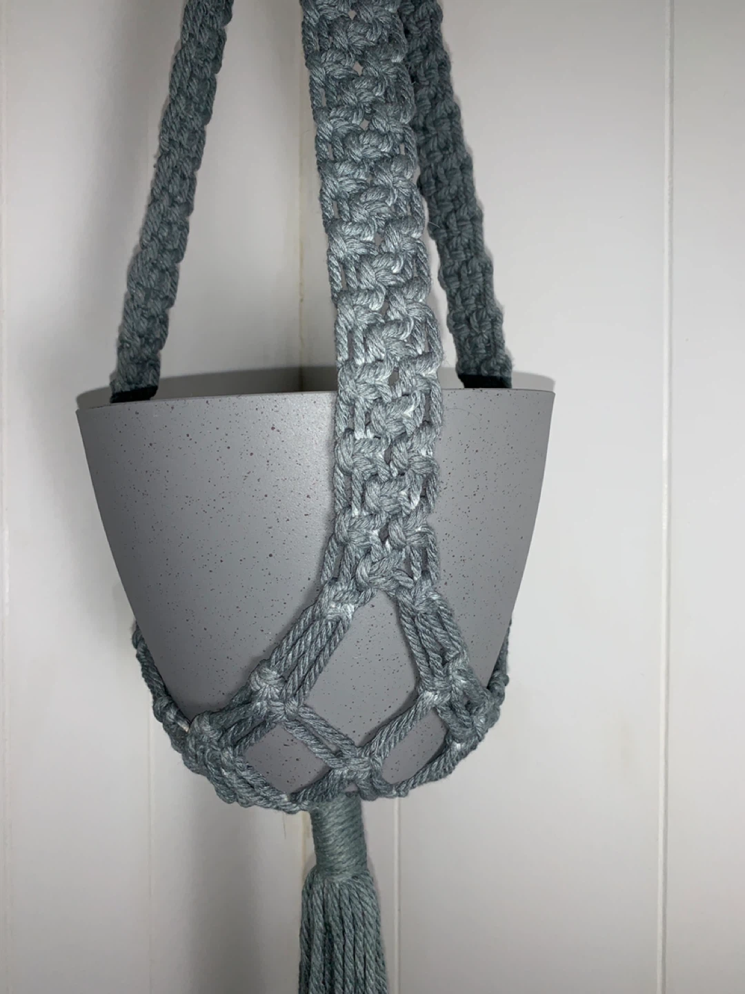 Grey Macrame Plant Hanger with Grey Pot. Brand new. - photo 2