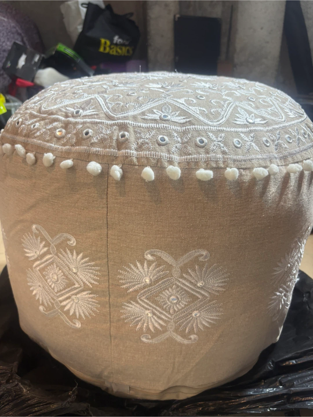 Embroidered Pouf Ottoman - photo 2