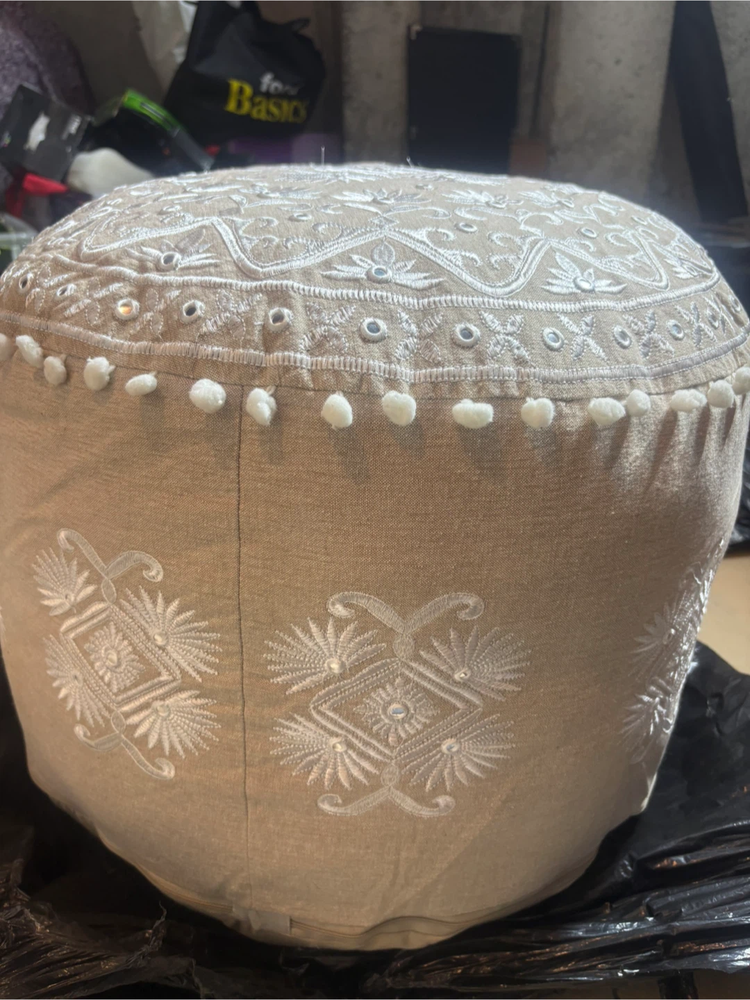 Embroidered Pouf Ottoman - photo 3