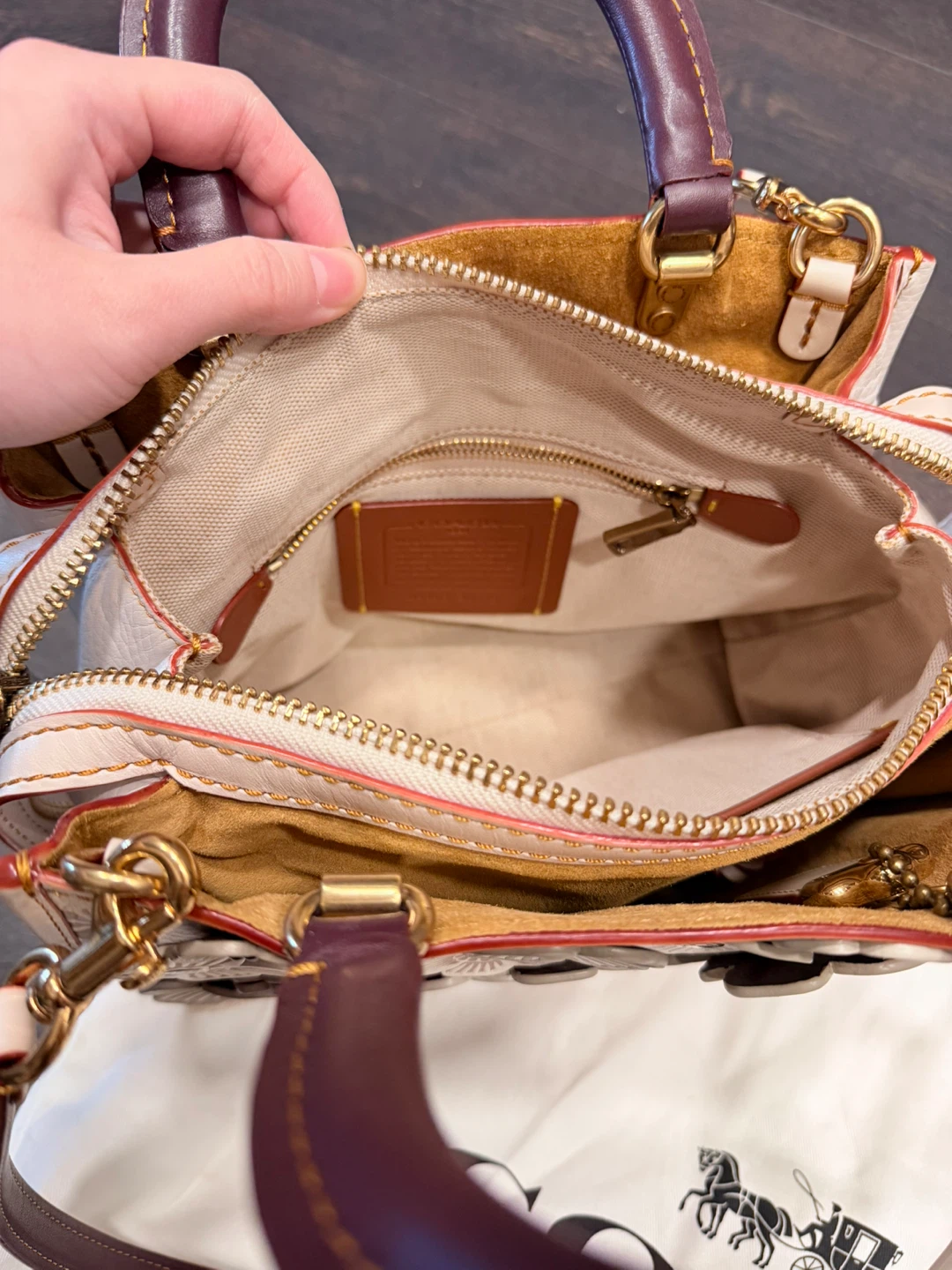 Coach Rouge 25 White Floral Leather Handbag - photo 3
