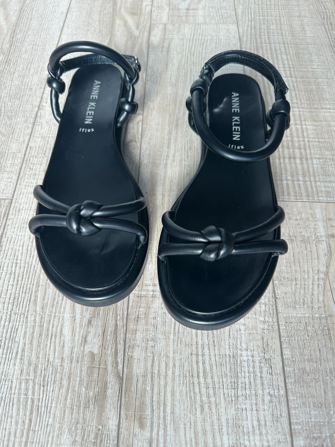 Anne Klein Black Flat Sandals