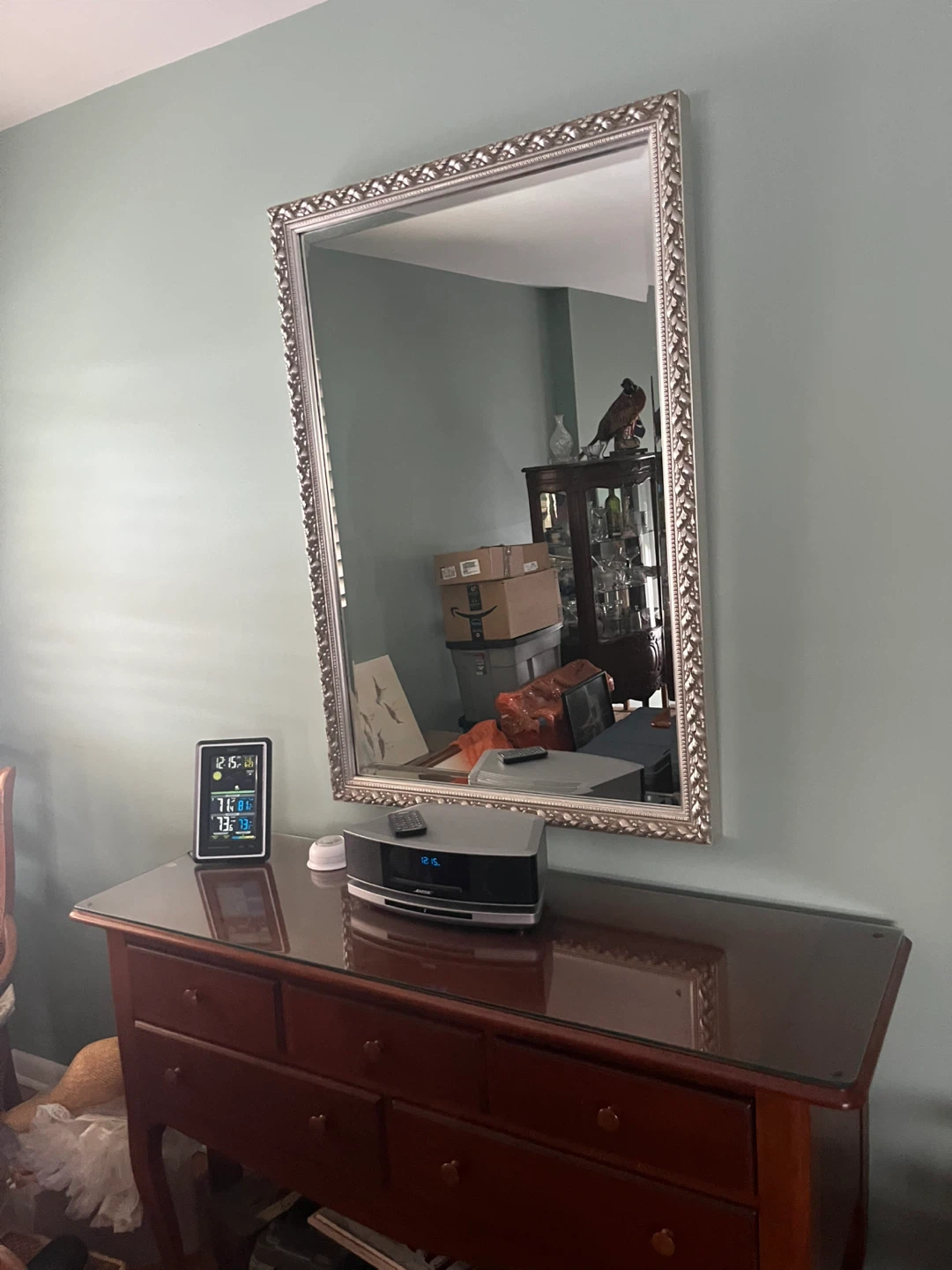 Ornate Silver Framed Wall Mirror