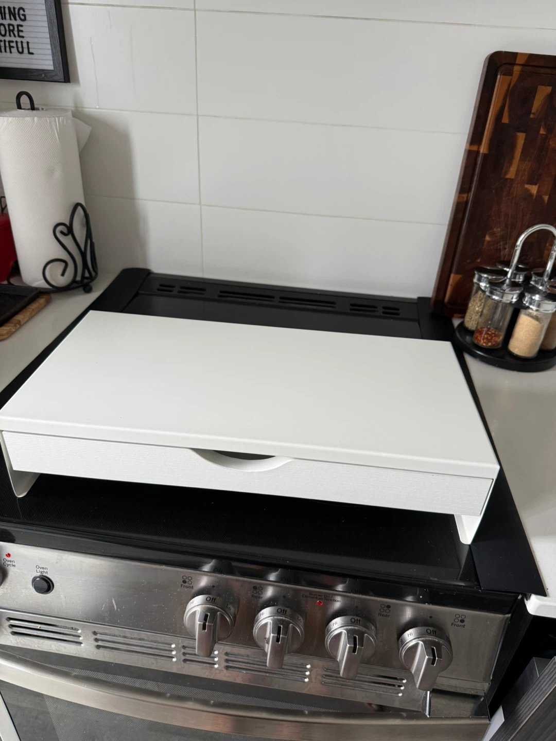 Monitor Stand with Drawer - White