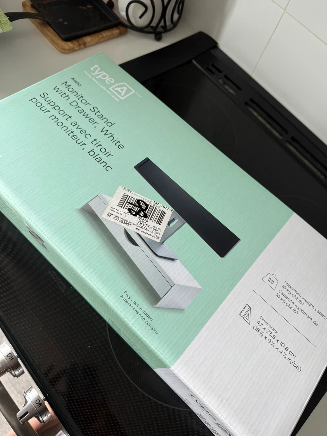 Monitor Stand with Drawer - White - photo 4