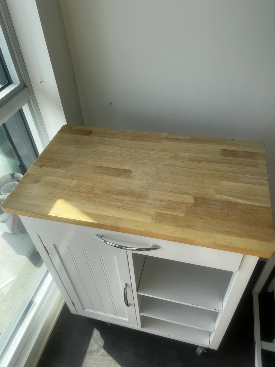 White Kitchen Cart with Drawer and Cabinet - photo 4