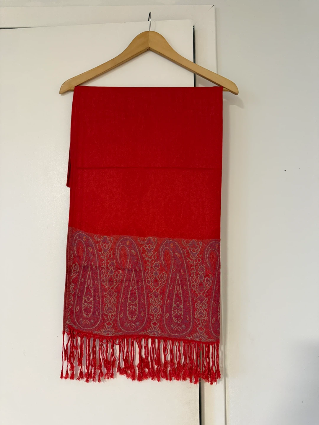 Red Paisley Pashmina Scarf