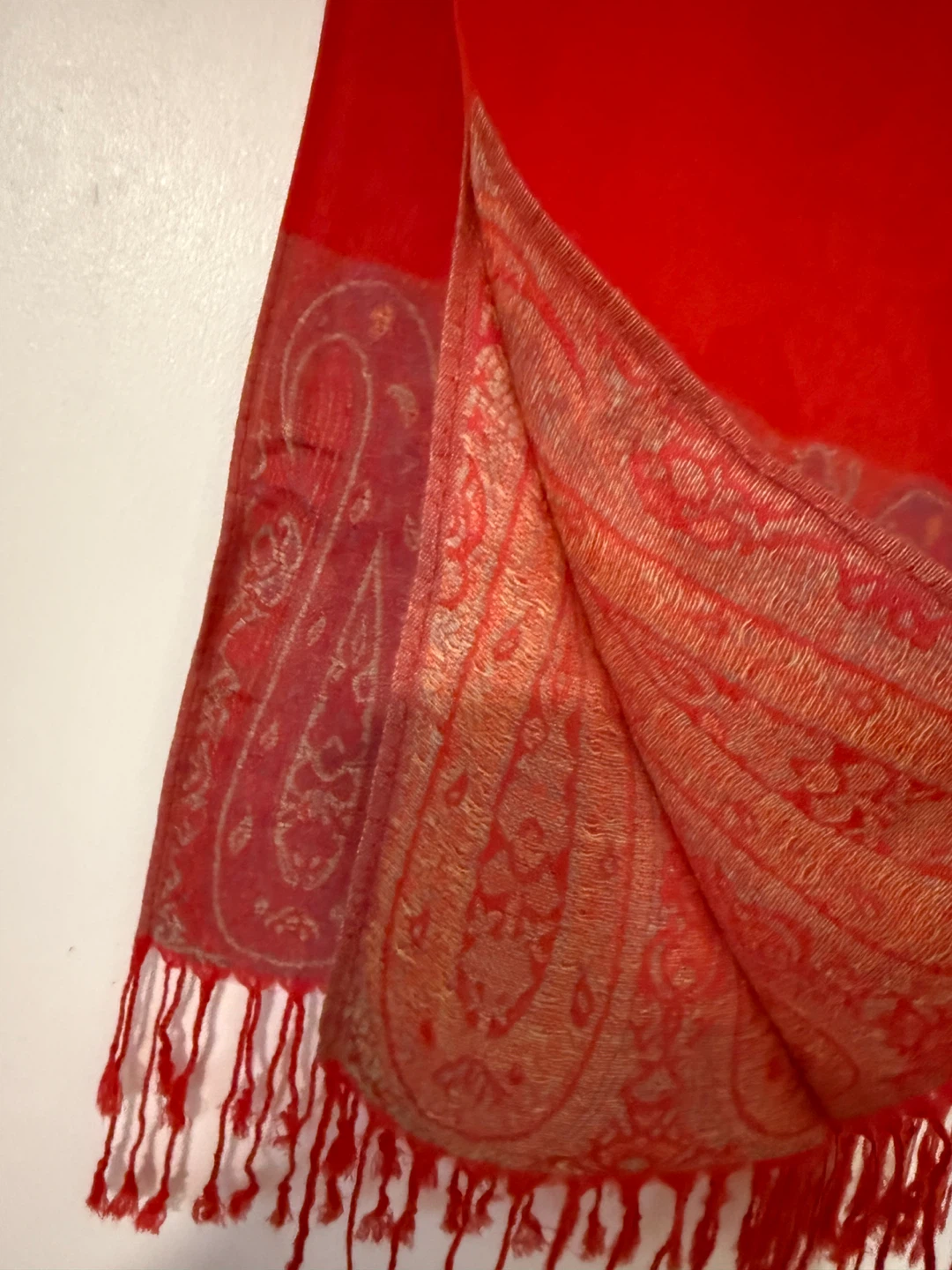 Red Paisley Pashmina Scarf - photo 3