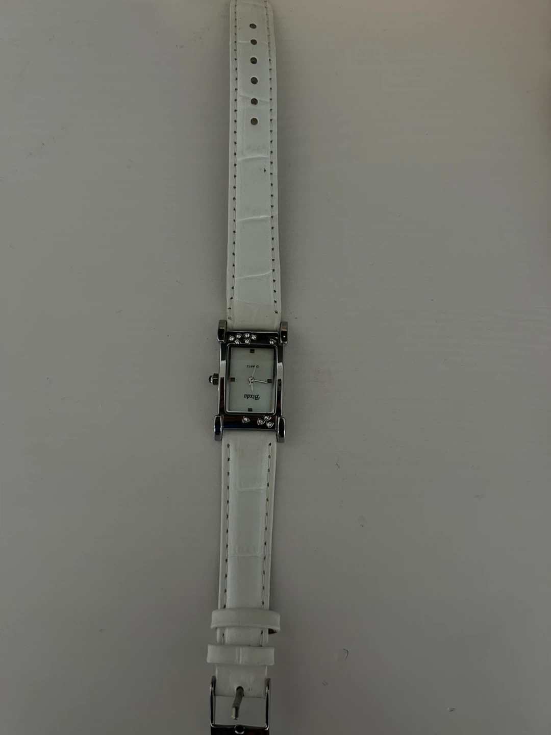 Bixda White Faux Leather Watch