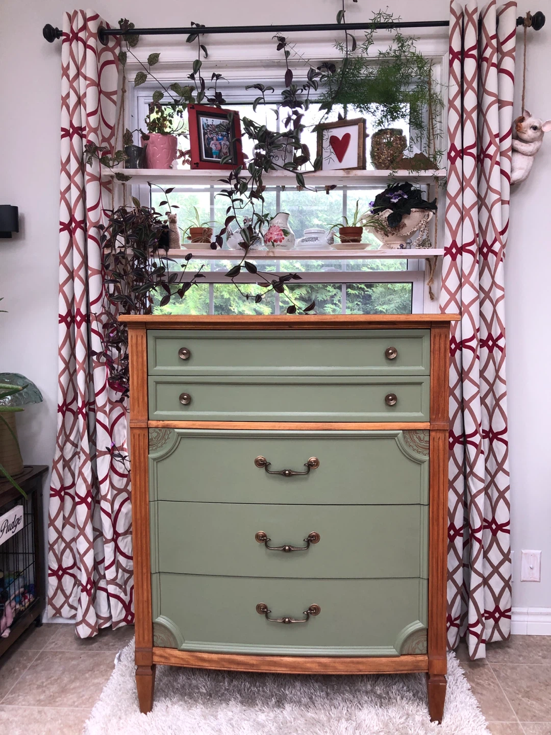 5 drawer refinished dresser hand painted design