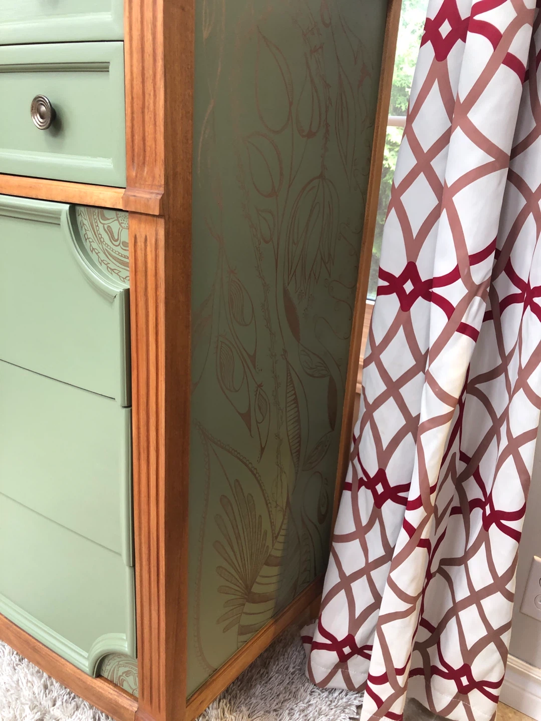 5 drawer refinished dresser hand painted design - photo 4