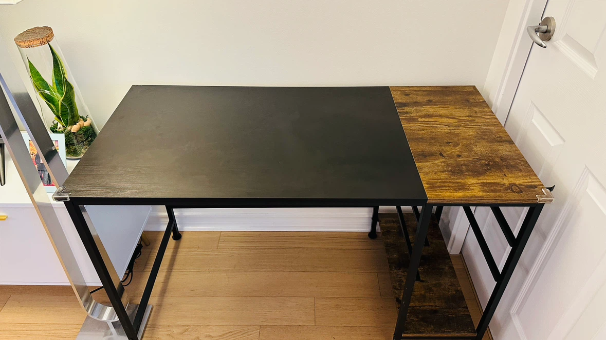 Two-Tone Desk with Black and Wood Finish