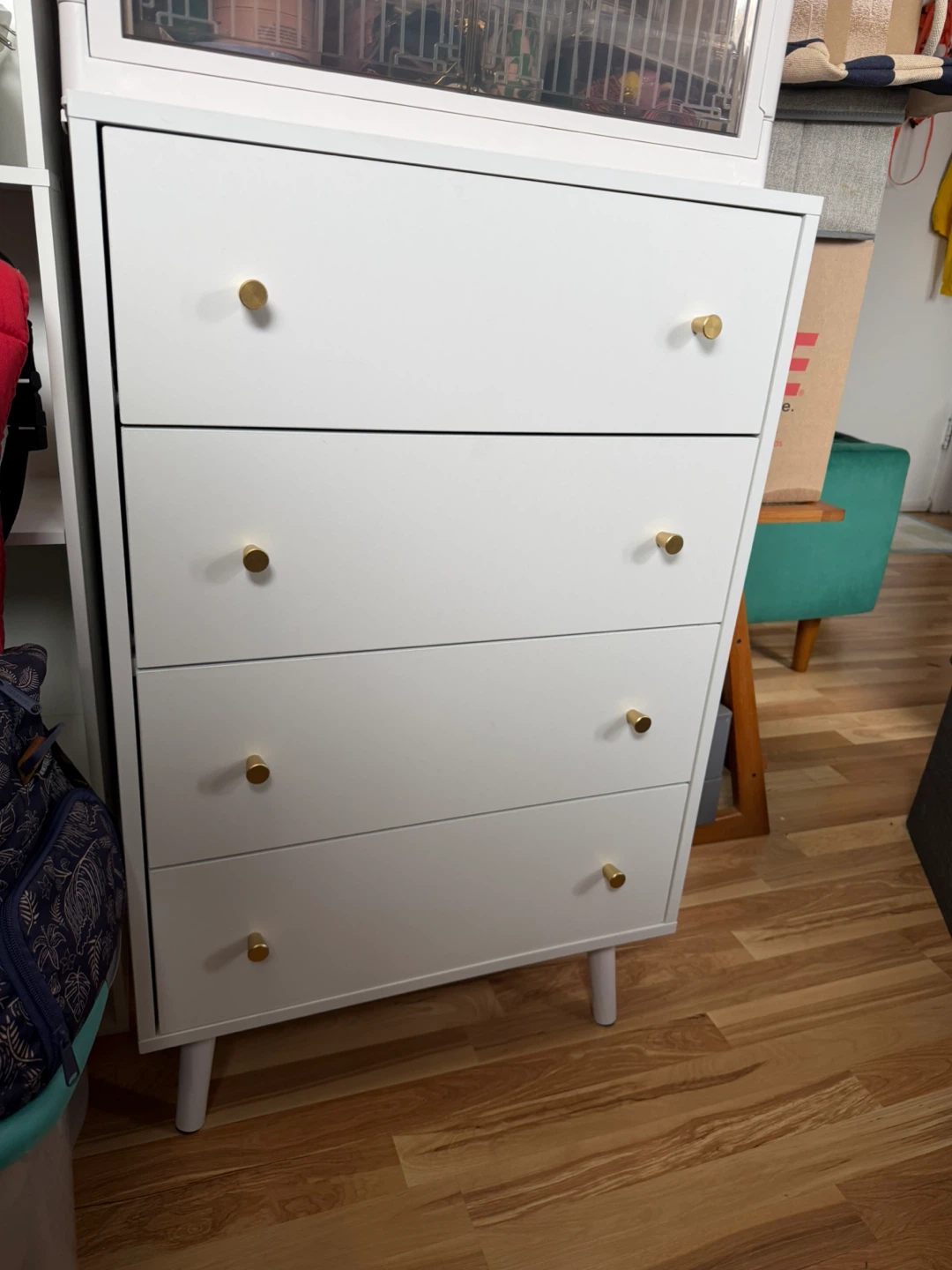 White 4-Drawer Dresser with Gold Handles - photo 3