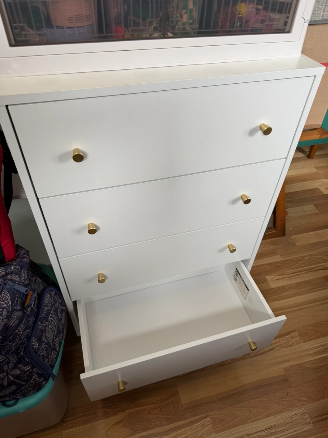 White 4-Drawer Dresser with Gold Handles - photo 4