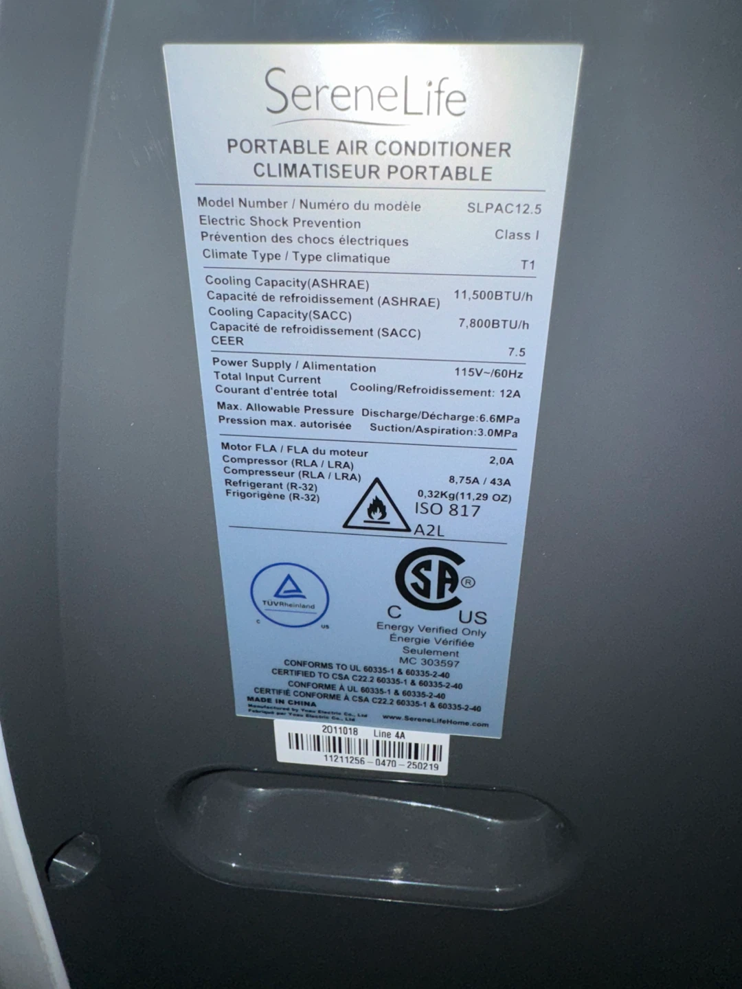 SereneLife Portable Air Conditioner 12,000 BTU - photo 3