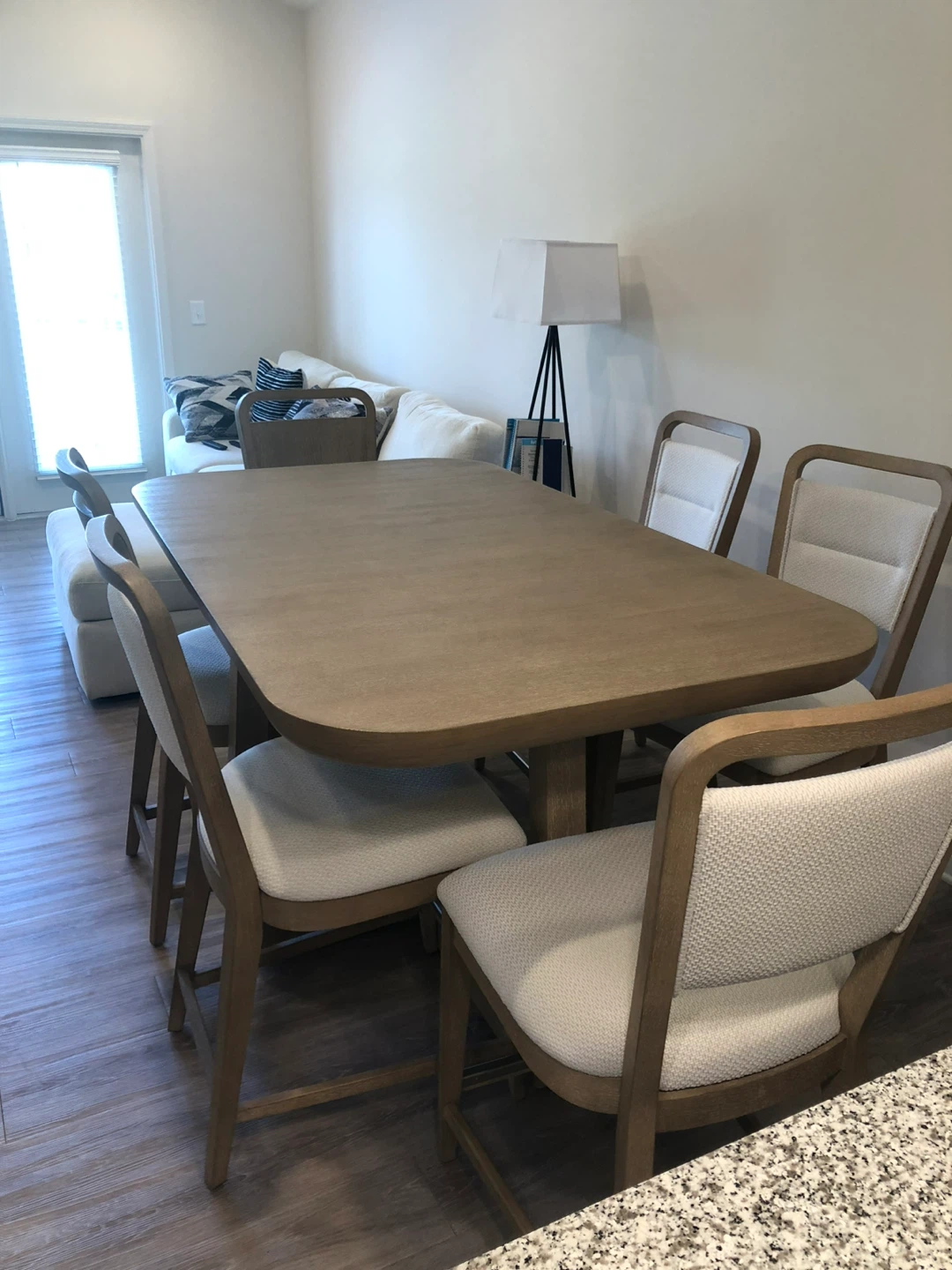 Dining set light gray table and 6 chairs