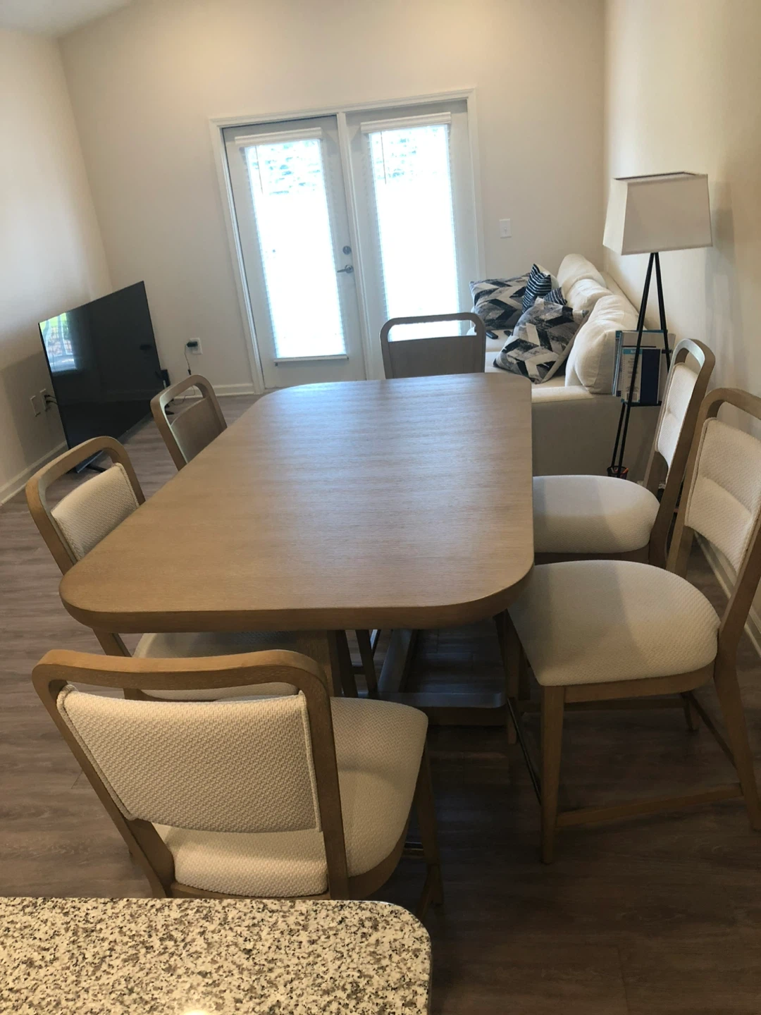 Dining set light gray table and 6 chairs - photo 2