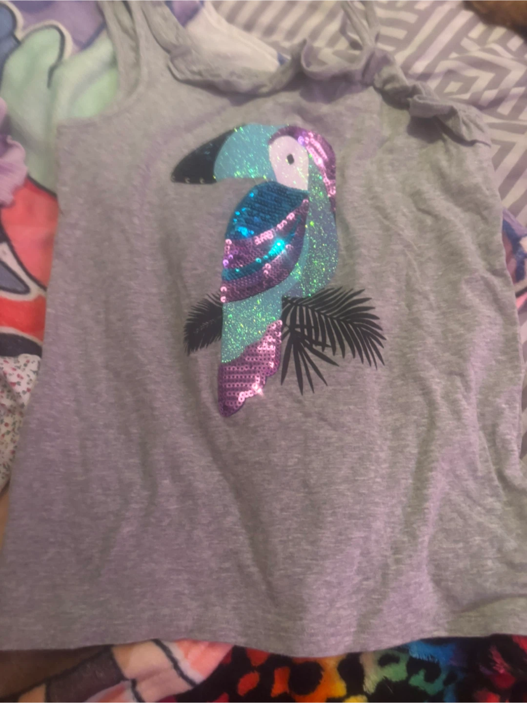 Justice Grey top with Toucan
