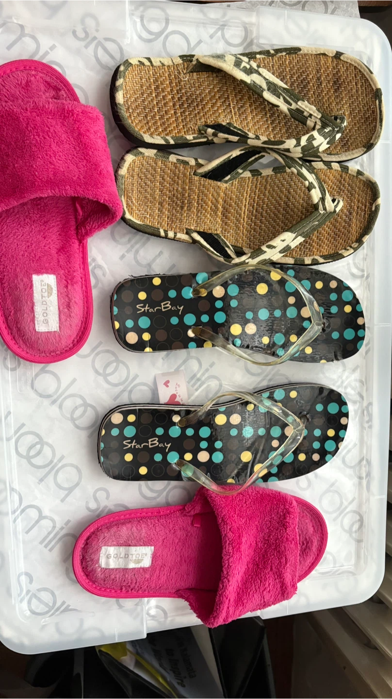Goldtoe Fuzzy Slippers & StarBay Flip-Flops