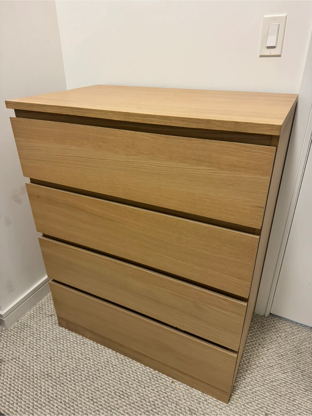 MALM chest of 4 drawers, white stained oak veneer, 80x100 cm