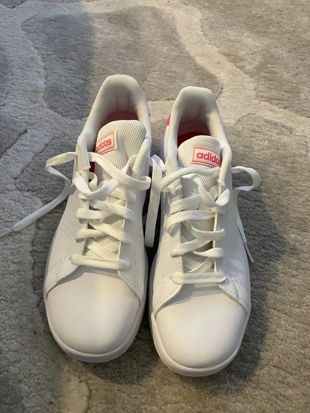Adidas White & Pink Lace-Up Sneakers