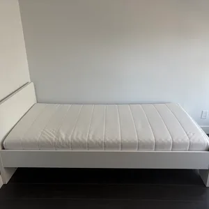 Ikea White Twin Bed Frame with Mattress
