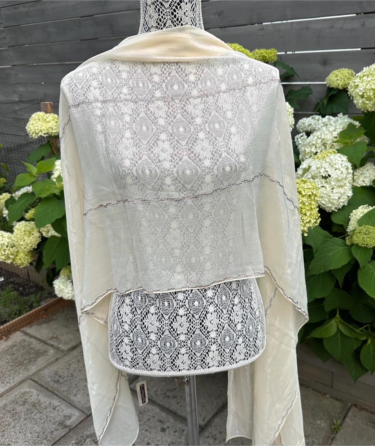 Light Lemon  Sheer Scarf with Beading