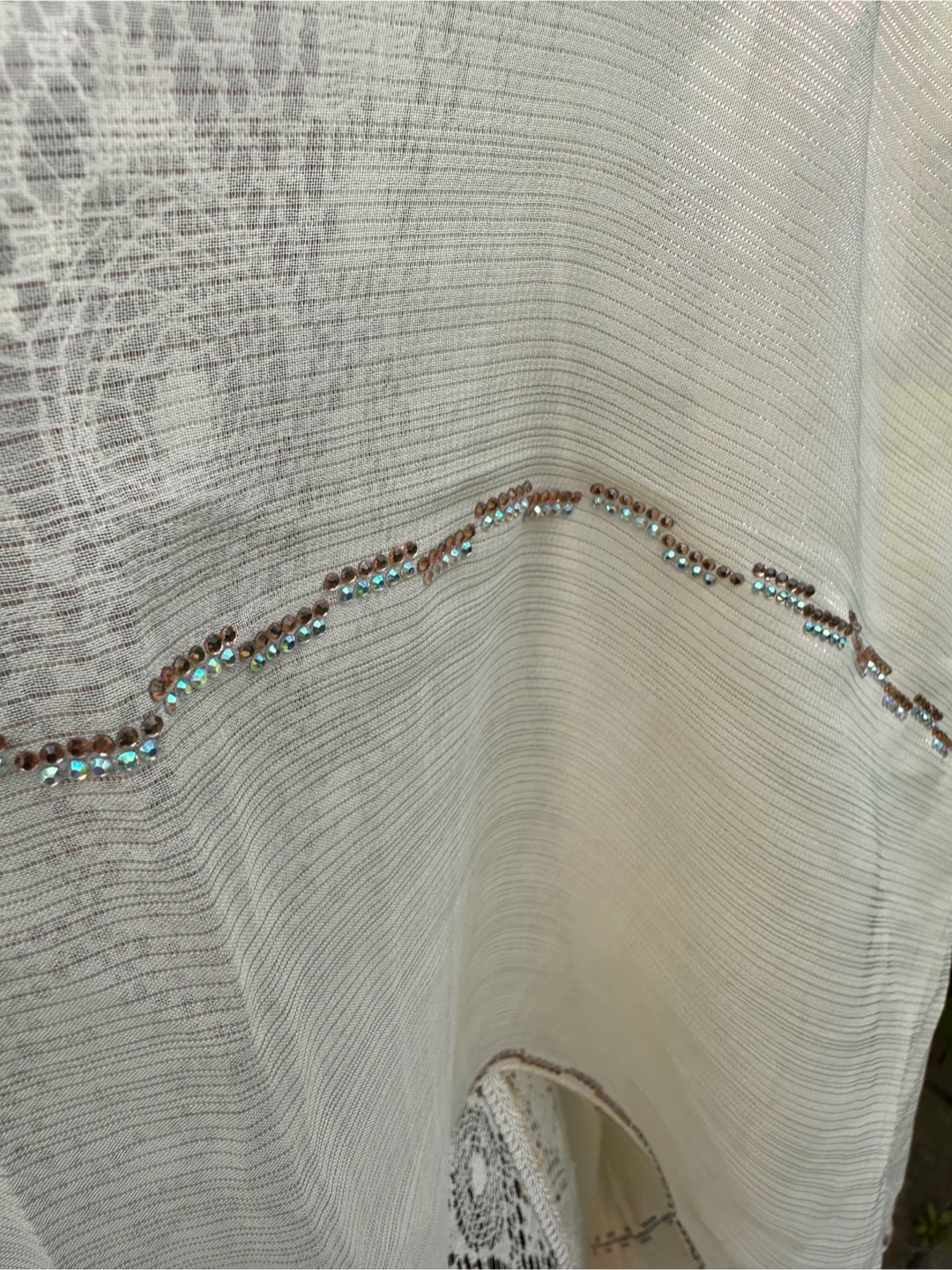 Light Lemon  Sheer Scarf with Beading - photo 2