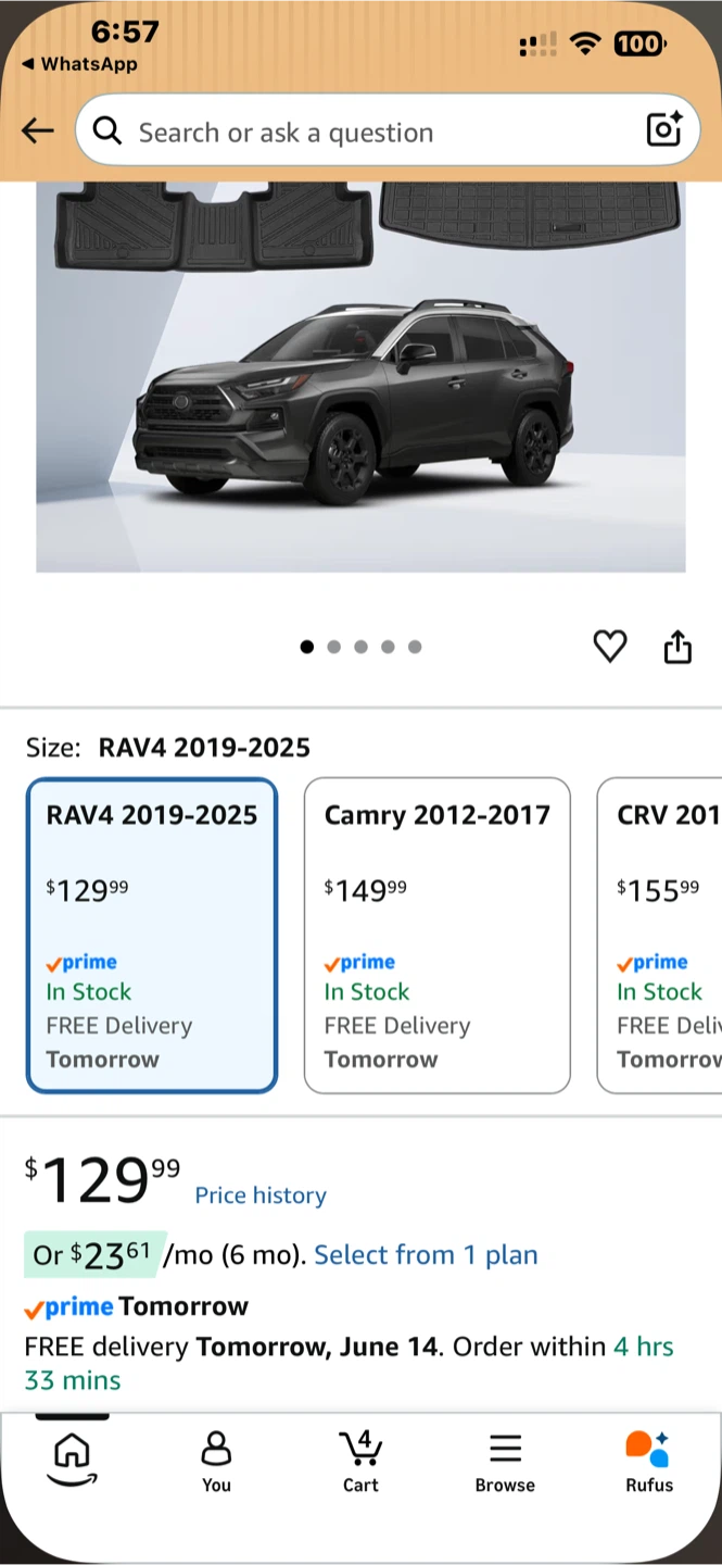 Car Floor Mats for Toyota RAV4 2019-2025 - photo 4
