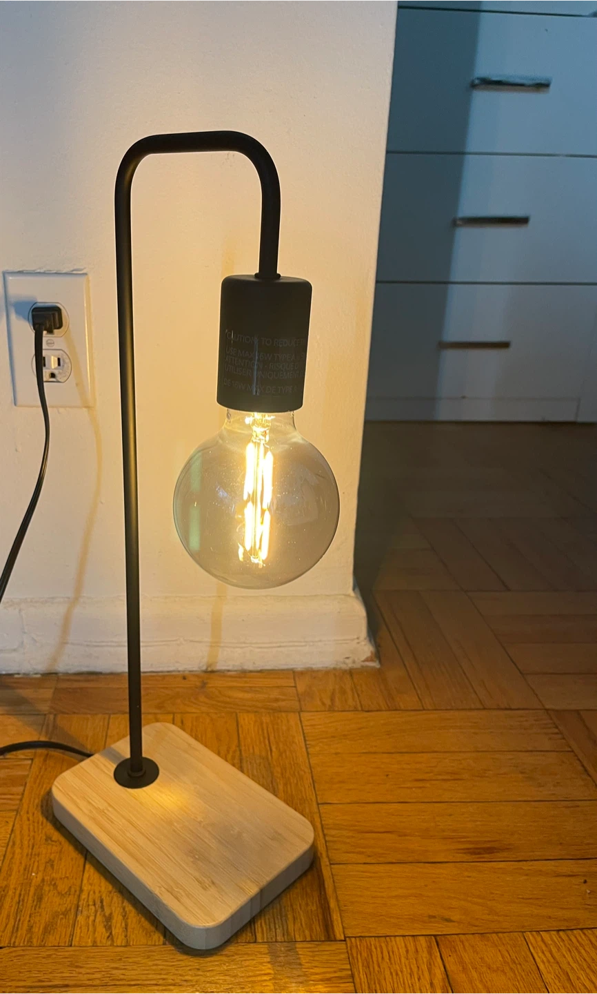 IKEA TVÄRHAND Table lamp, black/bamboo
