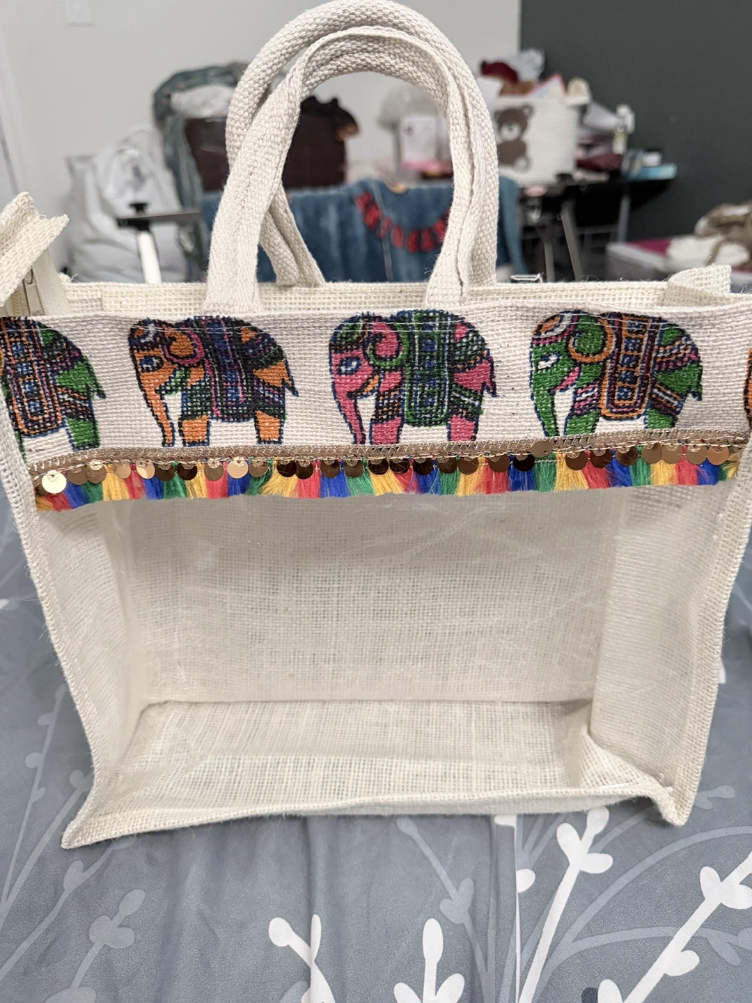 Decorative Elephant Print Jute Bag and Royal Gift Box - photo 3